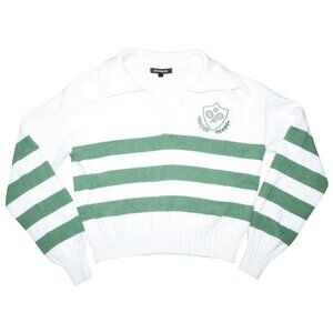 Anthropologie Stateside Tennis Pullover Crop Collared Sweater Cotton Cashmere XS